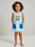 Girls Printed 2 Pc Set Dress n Shorts