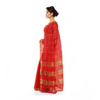 Women's Kota Doria Cotton Saree With Blouse (Red,6-3 Mtrs)