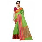 Women's Kota Doria Cotton Border Saree With Blouse (Light Green, 5-6 Mtrs)