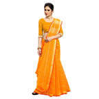 Women's Kota Doria Cotton Checked Saree With Blouse (Yellow, 5-6 Mtrs)
