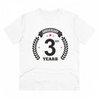 Men's PC Cotton 3rd Anniversary Printed T Shirt (Color: White, Thread Count: 180GSM)