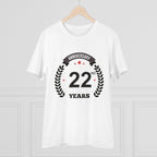 Men's PC Cotton 22nd Anniversary Printed T Shirt (Color: White, Thread Count: 180GSM)