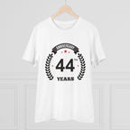 Men's PC Cotton 44th Anniversary Printed T Shirt (Color: White, Thread Count: 180GSM)