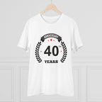 Men's PC Cotton 40th Anniversary Printed T Shirt (Color: White, Thread Count: 180GSM)