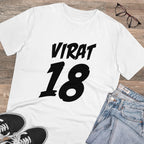 Men's PC Cotton Cricket Design Printed T Shirt (Color: White, Thread Count: 180GSM)