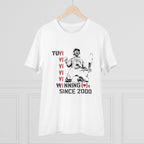 Men's PC Cotton Cricket Design Printed T Shirt (Color: White, Thread Count: 180GSM)