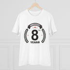Men's PC Cotton 8th Anniversary Printed T Shirt (Color: White, Thread Count: 180GSM)