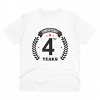 Men's PC Cotton 4th Anniversary Printed T Shirt (Color: White, Thread Count: 180GSM)