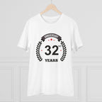 Men's PC Cotton 32nd Anniversary Printed T Shirt (Color: White, Thread Count: 180GSM)