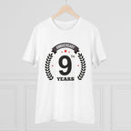 Men's PC Cotton 9th Anniversary Printed T Shirt (Color: White, Thread Count: 180GSM)