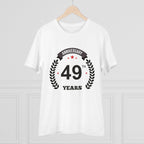 Men's PC Cotton 49th Anniversary Printed T Shirt (Color: White, Thread Count: 180GSM)