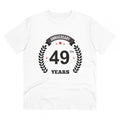 Men's PC Cotton 49th Anniversary Printed T Shirt (Color: White, Thread Count: 180GSM)