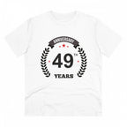Men's PC Cotton 49th Anniversary Printed T Shirt (Color: White, Thread Count: 180GSM)