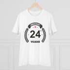 Men's PC Cotton 24th Anniversary Printed T Shirt (Color: White, Thread Count: 180GSM)