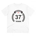 Men's PC Cotton 37th Anniversary Printed T Shirt (Color: White, Thread Count: 180GSM)