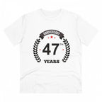 Men's PC Cotton 47th Anniversary Printed T Shirt (Color: White, Thread Count: 180GSM)