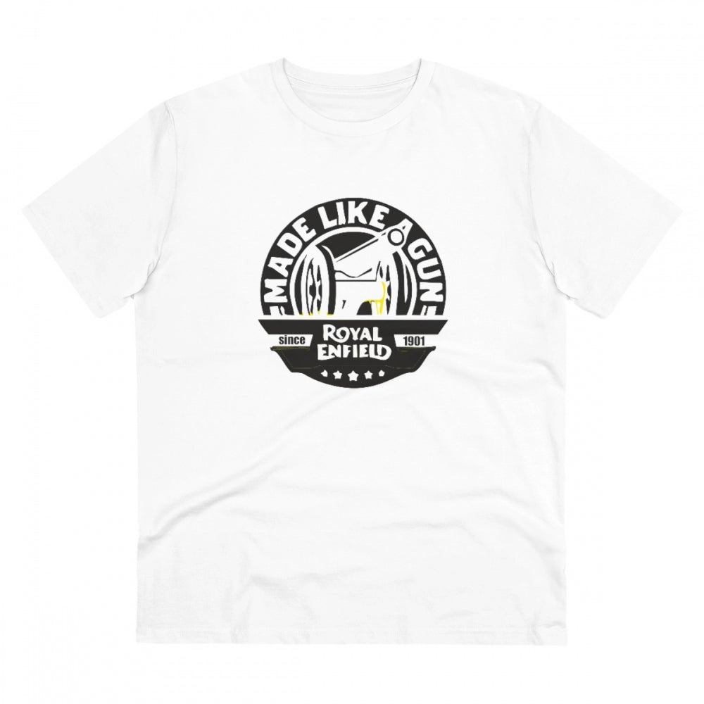 Men's PC Cotton Bike Ride Design Printed T Shirt (Color: White, Thread Count: 180GSM)