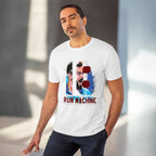 Men's PC Cotton Cricket Design Printed T Shirt (Color: White, Thread Count: 180GSM)