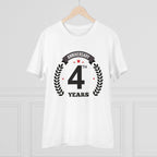 Men's PC Cotton 4th Anniversary Printed T Shirt (Color: White, Thread Count: 180GSM)