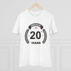 Men's PC Cotton 20th Anniversary Printed T Shirt (Color: White, Thread Count: 180GSM)
