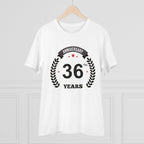 Men's PC Cotton 36th Anniversary Printed T Shirt (Color: White, Thread Count: 180GSM)