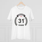 Men's PC Cotton 31st Anniversary Printed T Shirt (Color: White, Thread Count: 180GSM)