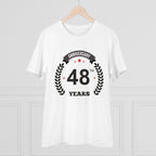 Men's PC Cotton 48th Anniversary Printed T Shirt (Color: White, Thread Count: 180GSM)