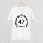 Men's PC Cotton 47th Anniversary Printed T Shirt (Color: White, Thread Count: 180GSM)