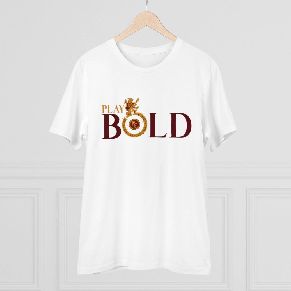 Men's PC Cotton Cricket Design Printed T Shirt (Color: White, Thread Count: 180GSM)