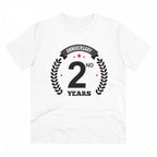 Men's PC Cotton 2nd Anniversary Printed T Shirt (Color: White, Thread Count: 180GSM)