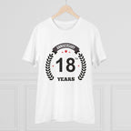 Men's PC Cotton 18th Anniversary Printed T Shirt (Color: White, Thread Count: 180GSM)