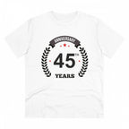 Men's PC Cotton 45th Anniversary Printed T Shirt (Color: White, Thread Count: 180GSM)