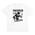 Men's PC Cotton Gym No Pain No Gain Never Give Up Printed T Shirt (Color: White, Thread Count: 180GSM)