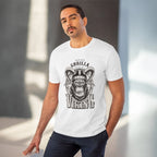 Men's PC Cotton Gorila Desing Printed T Shirt (Color: White, Thread Count: 180GSM)