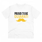 Men's PC Cotton Proud To Be Gujarati Printed T Shirt (Color: White, Thread Count: 180GSM)