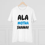 Men's PC Cotton Marathi Desing Printed T Shirt (Color: White, Thread Count: 180GSM)