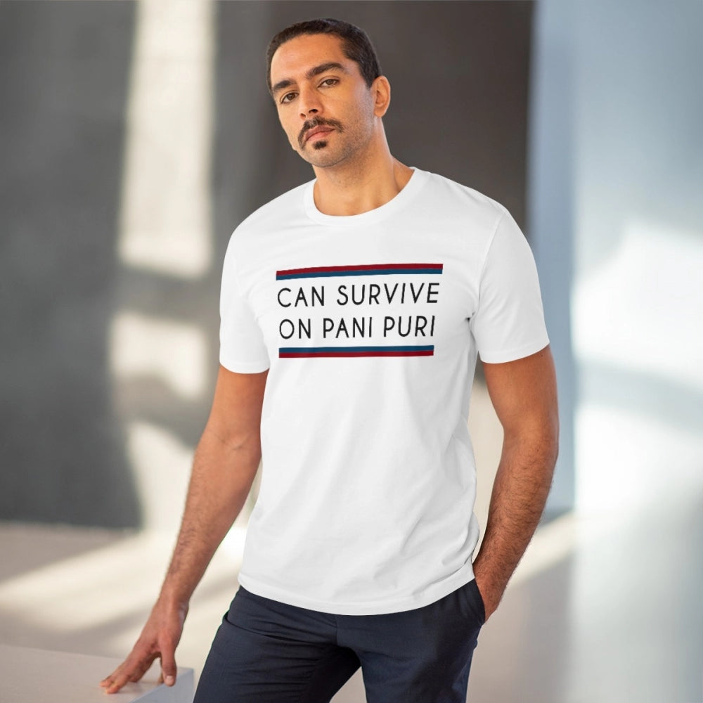 Men's PC Cotton Quotes Printed T Shirt (Color: White, Thread Count: 180GSM)