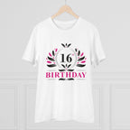 Men's PC Cotton 16th Birthday Printed T Shirt (Color: White, Thread Count: 180GSM)