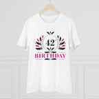 Men's PC Cotton 42nd Birthday Printed T Shirt (Color: White, Thread Count: 180GSM)