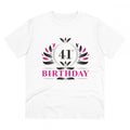 Men's PC Cotton 41st Birthday Printed T Shirt (Color: White, Thread Count: 180GSM)