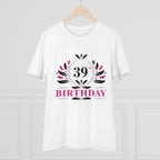 Men's PC Cotton 39th Birthday Printed T Shirt (Color: White, Thread Count: 180GSM)