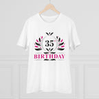 Men's PC Cotton 35th Birthday Printed T Shirt (Color: White, Thread Count: 180GSM)