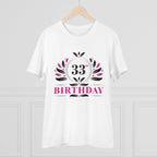 Men's PC Cotton 33rd Birthday Printed T Shirt (Color: White, Thread Count: 180GSM)
