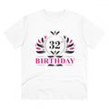 Men's PC Cotton 32nd Birthday Printed T Shirt (Color: White, Thread Count: 180GSM)