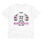 Men's PC Cotton 32nd Birthday Printed T Shirt (Color: White, Thread Count: 180GSM)