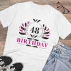 Men's PC Cotton 48th Birthday Printed T Shirt (Color: White, Thread Count: 180GSM)