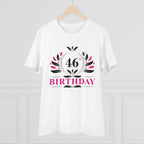 Men's PC Cotton 46th Birthday Printed T Shirt (Color: White, Thread Count: 180GSM)