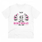 Men's PC Cotton 45th Birthday Printed T Shirt (Color: White, Thread Count: 180GSM)