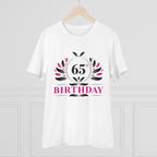 Men's PC Cotton 65th Birthday Printed T Shirt (Color: White, Thread Count: 180GSM)