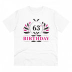 Men's PC Cotton 63rd Birthday Printed T Shirt (Color: White, Thread Count: 180GSM)